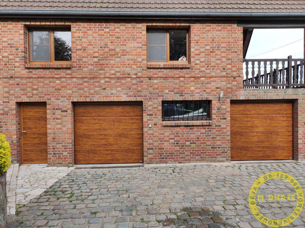 Porte sectionnelle Iso45 Novoferm chêne doré à Halluin (59)