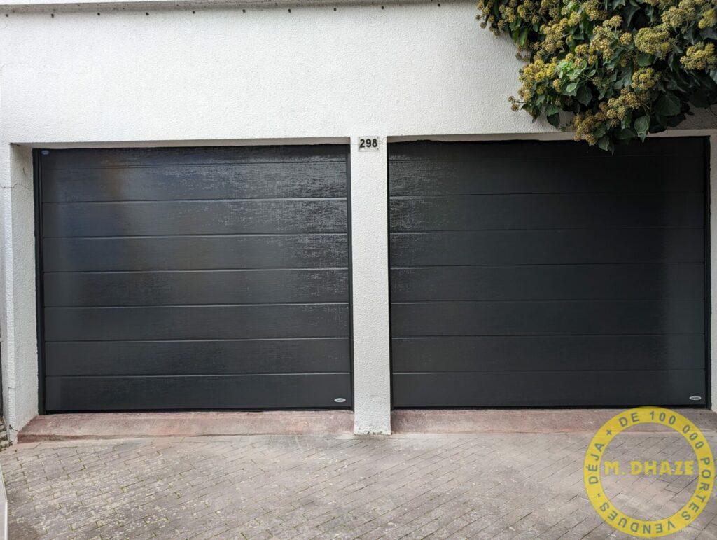 Double porte sectionnelle Novoferm Tablier large lame WoodGrain Marcq en Baroeul