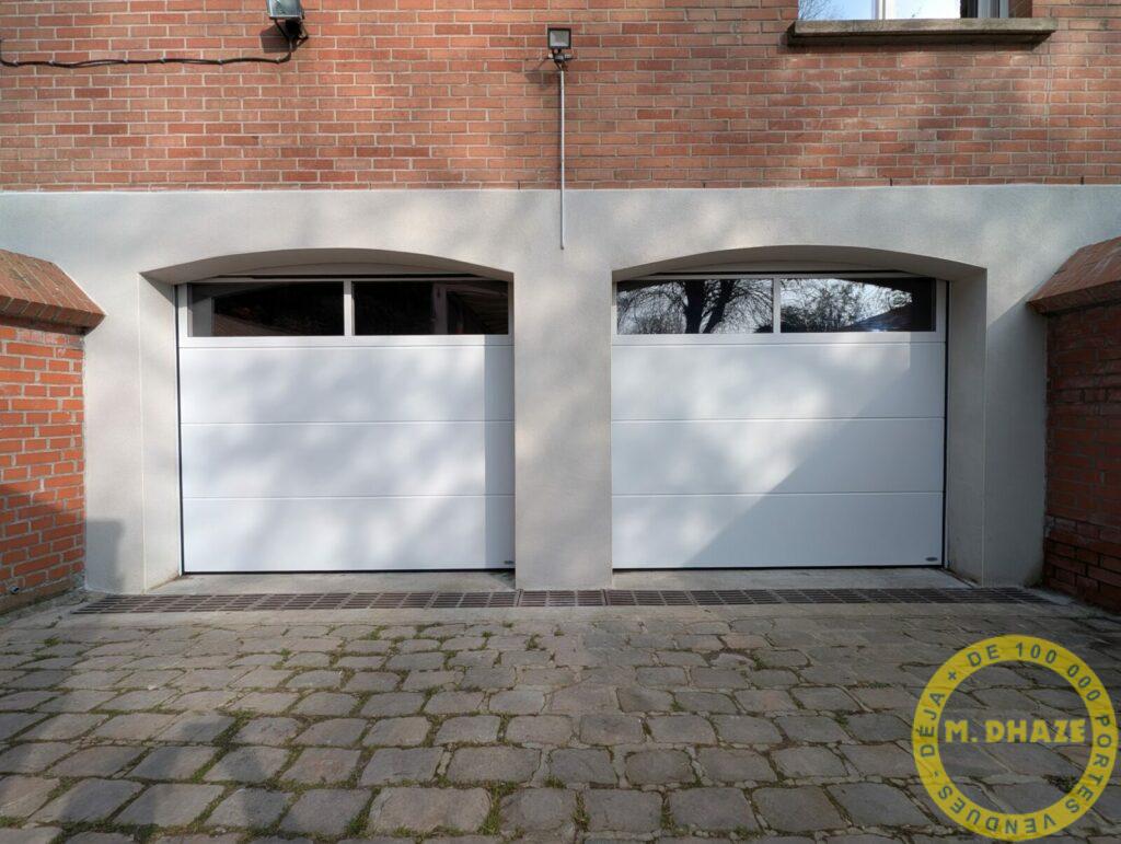 Double portes de garage sectionnelle vitrée à Halluin (Nord)